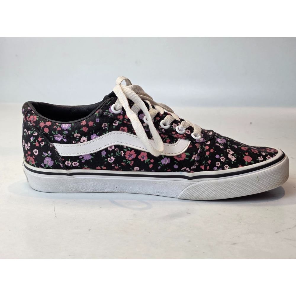 Vans Women's Sneakers Size 7.5 Black Red Purple Floral Casual Skate Shoes - Picture 7 of 10